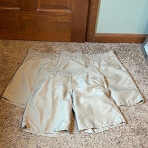 Izod Men's Khaki Flat Front Shorts. 3 pairs
